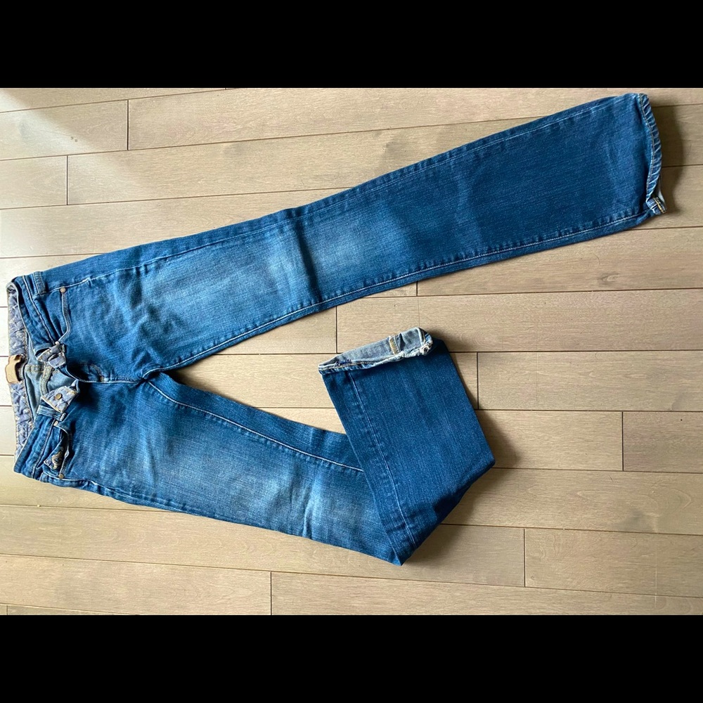 Paige Bootcut Distressed Denim Jeans Sz 26